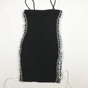 Black spaghetti strap contour dress